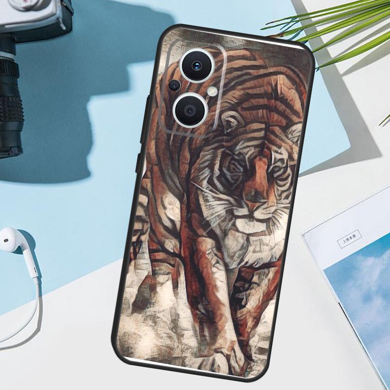 Ferocious Tiger Animal Cover For OPPO Reno 14F 13F 12F 11F 8T 7 8 Lite 10 11 12 13 14 OPPO Find X9 X8 X5 X6 Pro Case