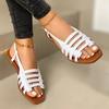 2024 Brand Women's Shoes Slip On Women's Sandals Summer Square Toe Solid Thin Belt Combination Low-heeled Large Size Roman Shoes