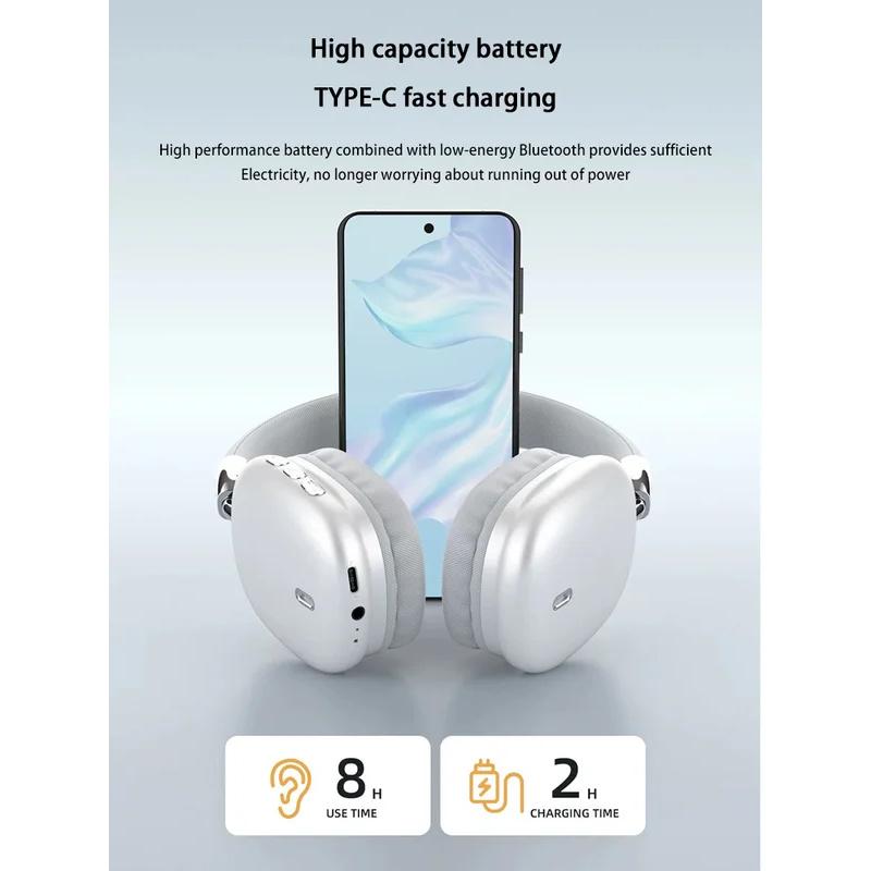 Wireless Bluetooth Headset HiFi Stereo Subwoofer Noise Cancellation Headphones Foldable Lightweight Earphones Durable Battery