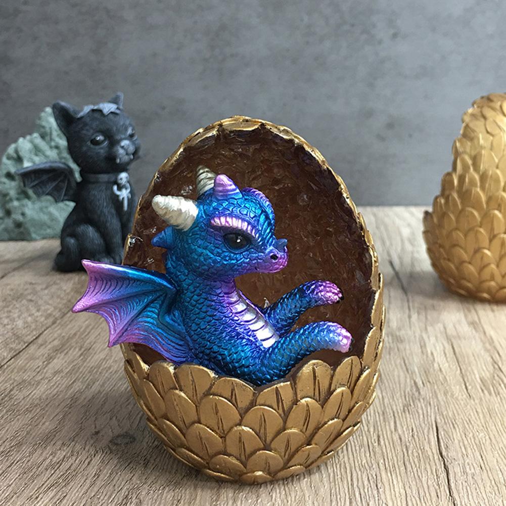 Lava Dragon Egg Sculpture LED Changing Light Room Desk Crafts Decor Dinosaur Imitation Crystal Toy Souvenir Kids Collection Gift