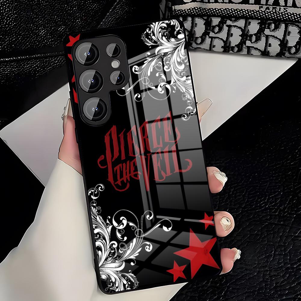 Чехол для телефона Rock Band PIERCE VEil для Samsung A25 A13 A33 5G A54 A36 A35 A56 A52 A14 Ударопрочная стеклянная крышка
