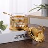 Creative Gold-plated Metal Glass Seasoning Jar Spice Pepper Box Restaurant Sugar Jar Swan Grain Salt Pot Kitchen Storage Utensil