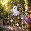 Halloween Suncatcher Wind Chime Hanging Ornament Window Garden Party Decor Spooky Ghost Pumpkin Bat Skull Witch Hat Black Cat Moon