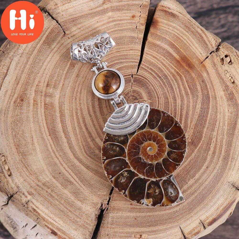 Привет узор Тигровый глаз Каменные бусины Кабошон Раковина Камень Подвеска Аммонит Ископаемый камень Подвеска