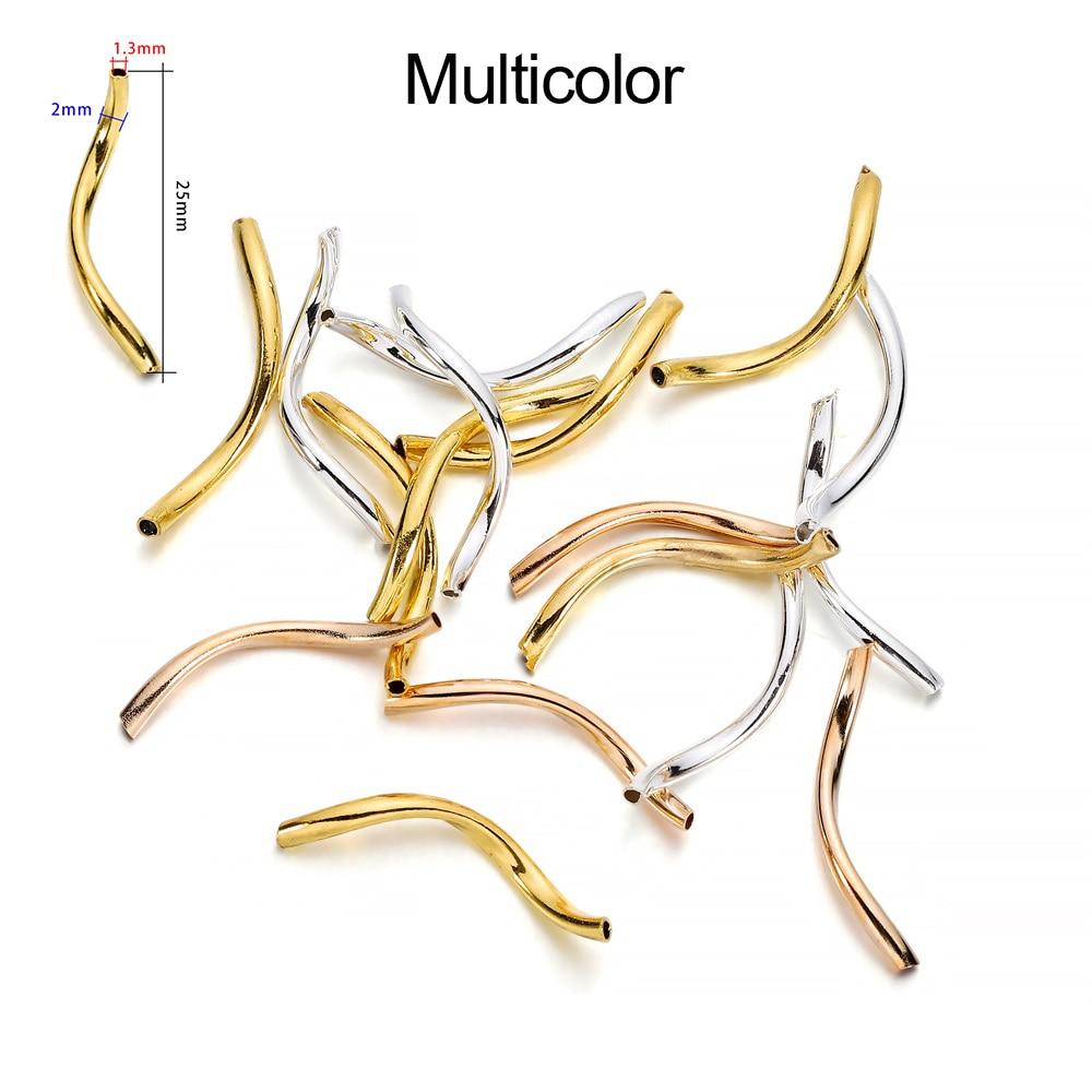 100 шт. 2x25 мм гладкие медные изогнутые S-образные бусины-разделители, соединители для браслета «сделай сам», ожерелья, аксессуары для изготовления ювелирных изделий