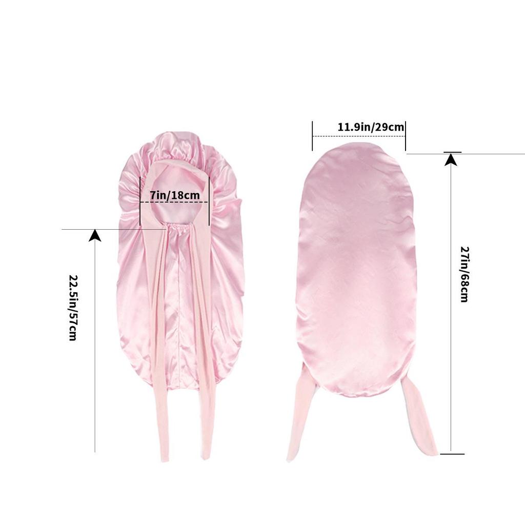 Длинный шелковый атласный платок-боннет для женщин - Защита волос с завязкой-бантом