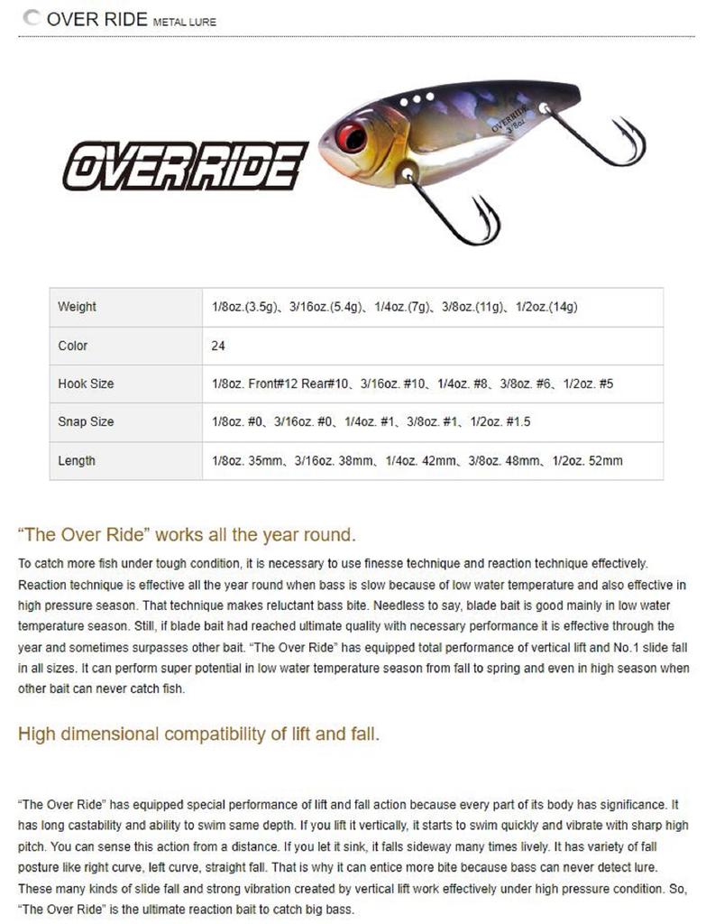 OSP Over Ride Metal Vibration 3/16 унции 38 мм Тонущая приманка OR-21 (8767)