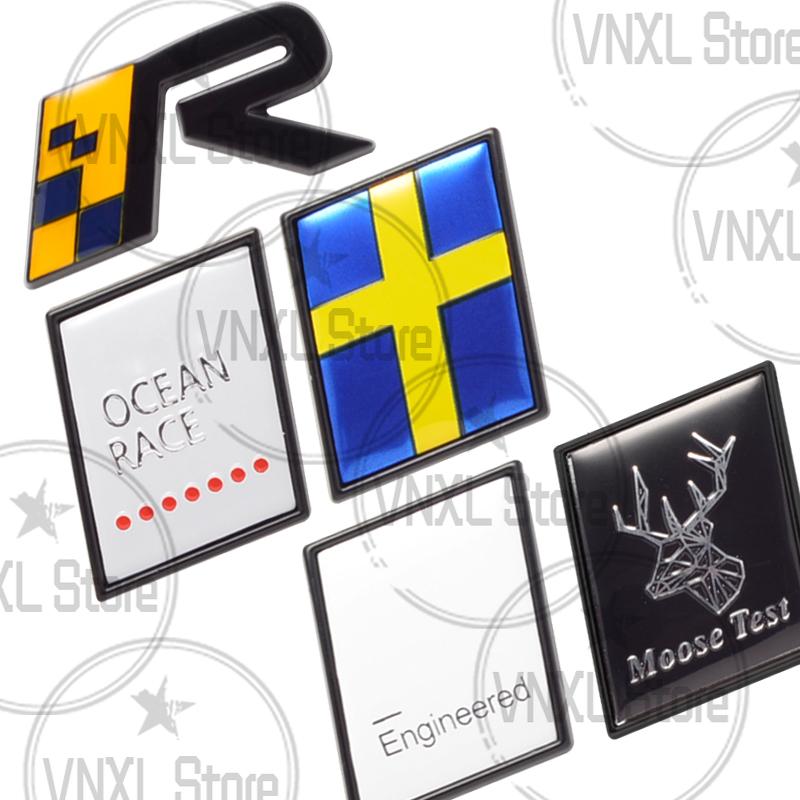 Car-Styling For Volvo Moose Test R Design Inscription Ocean Raec Edition Sweden Flag 3D Metal Stickers Car Trunk Body Emblem