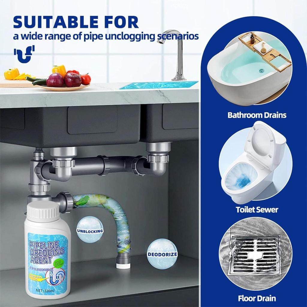 350ml Drain Clog Remover Pipeline Dredging Agent Powerful Drain Cleaning Unclogger for Hair Tub Shower Bathroom Sewer Toilet