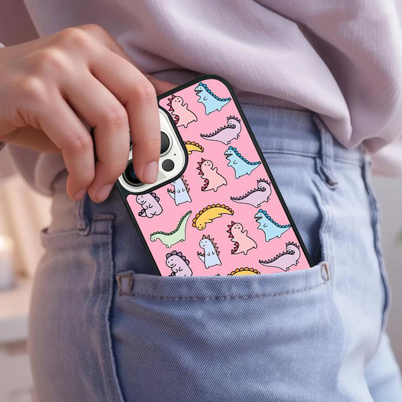 Dino King Floral Dinosaur Phone Case For iPhone 17 Air 15 16e 14 13 Pro Max Coque 12 11 Pro Max PLUS cover