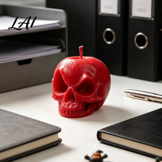 Handcrafted Halloween Table Accents 3D Printed Apple Skull Desktop Ornament Gothic Decor Figurine Niche Home Accessories Creative Dark Art