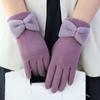 Plush Winter Velvet Gloves Solid Color  Gloves Fashion Bowknot Mittens  Cycling