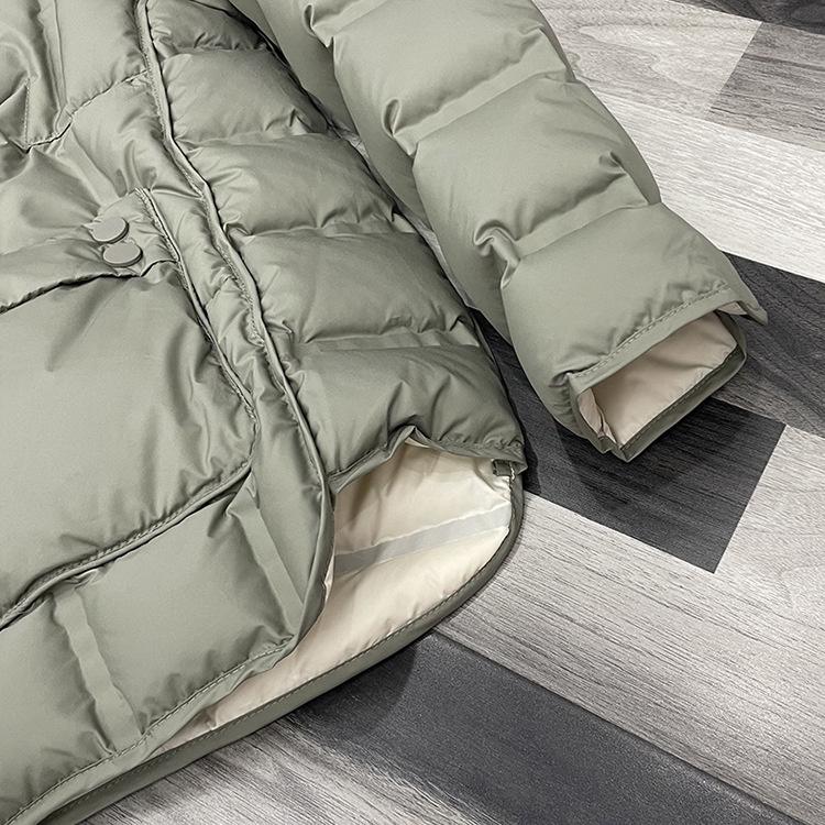 Легкий пуховик женский короткий осенне-зимний свободный воротник-стойка белое теплое пальто на утином пуху