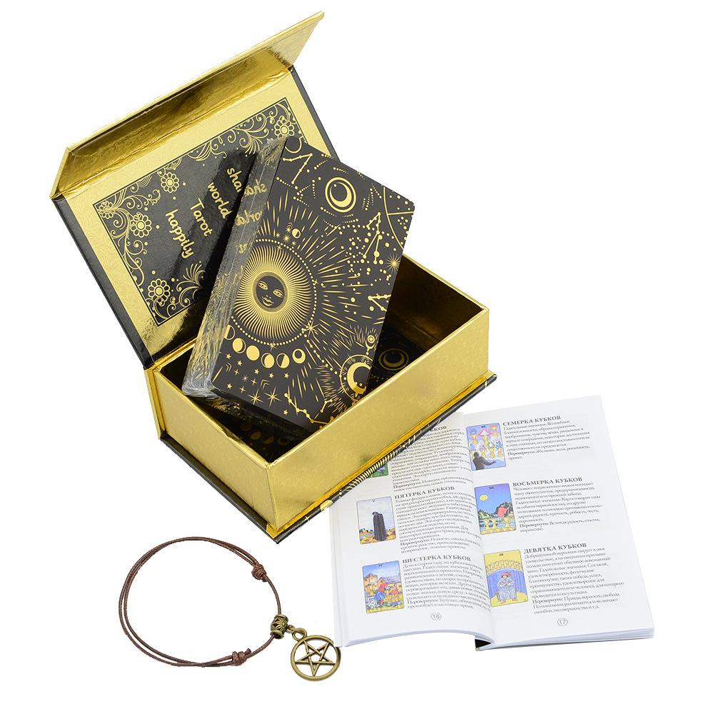 Таро Настольная игра Таро Карточная Золотая фольга ПВХ Позолота Набор инструкций на русском языке Водонепроницаемый