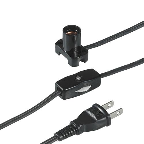 ELPA Corded Socket Lighting Simple Lighting Bulb E12 Intermediate Switch 1A 125V Black KP-M1215NH(BK)