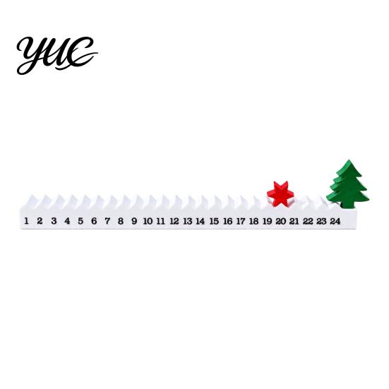 Holiday Desk Accessories Christmas Countdown Calendar, 24 Days Durable PLA Advent Calendar with Sliding Star, Interactive Nordic Style 3D Printed