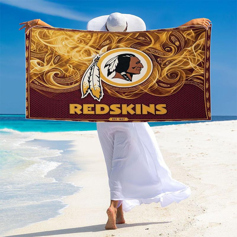 Washington Redskins Logo Print Beach Towel, Large Soft Quick Dry Towel for Beach Camping Swimming