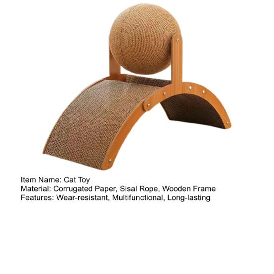 Арка для царапания кошек и мяч Интерактивный мяч для царапания кошек Арочная когтеточка с деревянной рамой