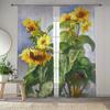 Modern Simplistic Style Sunflower Print Drapes for Living Room Bedroom Decor Rod Pocket Semi-Sheer for Windows Decorations