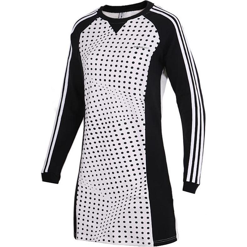 adidas Neo Пуловер Удобное дышащее платье с коротким рукавом Женские платья Черный Белый CV9219