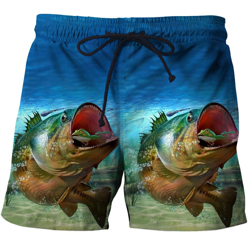 Men's 3D Big Eyed Shark Print Shorts Casual Beach Shorts