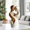 1PC 2D Flat Elegant Wooden Couple Statue-Modern Home Decor, Artificial Wood,Ideal for Living Room,Bedroom,or Office Sculpture