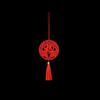 Year of the Horse Spring Festival Wooden Plant Tag with Green Plant and Fu Tassel Pendant
