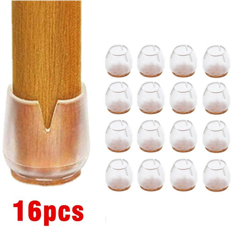 16/24Pcs Silicone Table Chair Leg Mat with Felt Non-slip Floor Desk Rubber Feet Pad Protection Bottom Cover Cap Woodfloor Protector