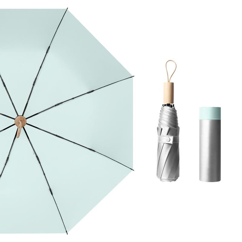 190T простой титановый серебряный клейкий женский солнцезащитный зонт УФ-складной зонт от солнца и дождя двойного назначения