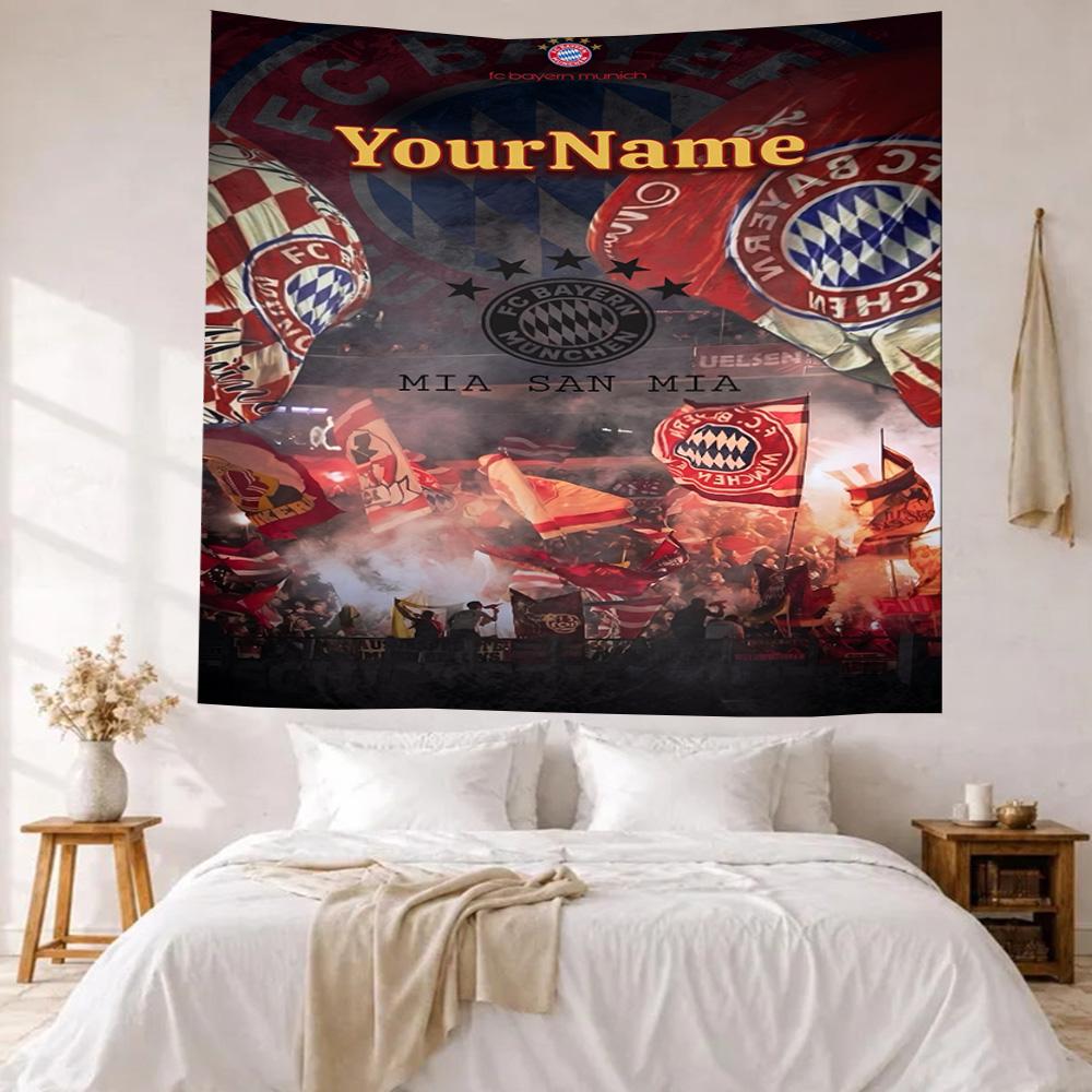 Bayern Munich Custom Your Name Wall Decor Tapestry Art For Pet Memorial Birthdaywedding Party Backdrop Family Gift