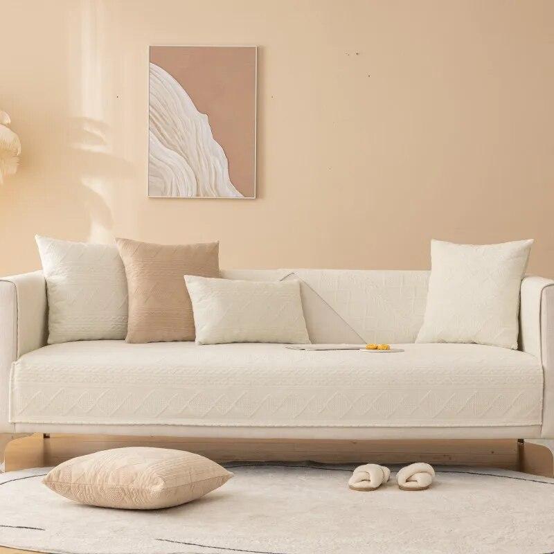 Winter Plush Sofa Cover Thickened Velvet Non-Slip Soft Warm Universal Living Room Cushion Backrest Armrest