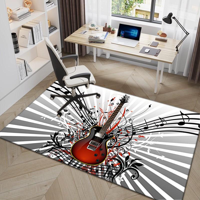 1Pc Electric guitar theme Printed circular carpet, home door mat, outdoor travel protection carpet A4