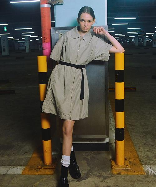 LINE STUDIO ONE Belted Zipper Shirt Dress Jwoppe0200