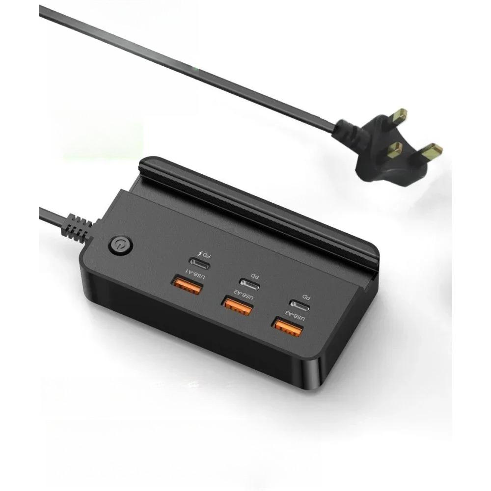 USB Type C телефон зарядное гнездо 35 Вт 6 портов быстрая зарядка настольный удлинитель с держателем телефона для iPhone Samsung Xiaomi Huawei