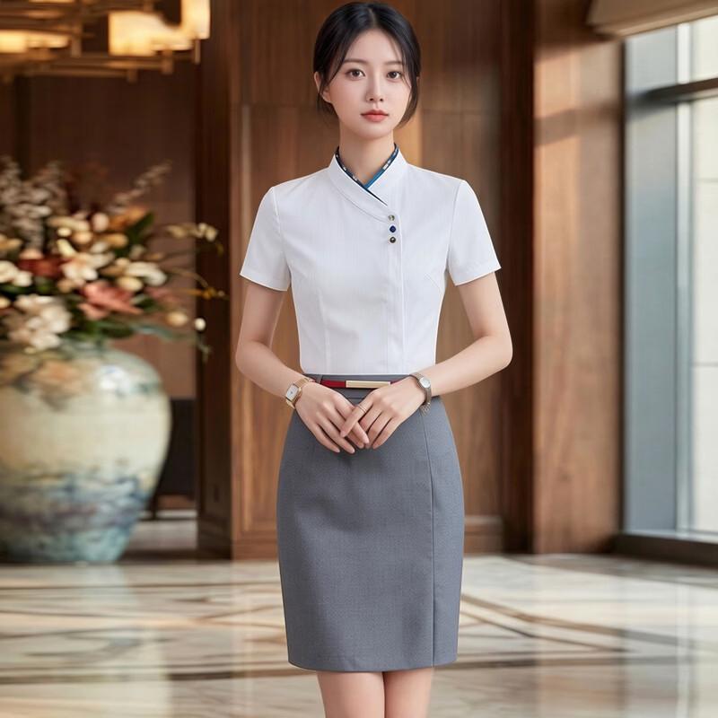Teluoman Women's New Chinese Style Short Sleeve Work Shirt
