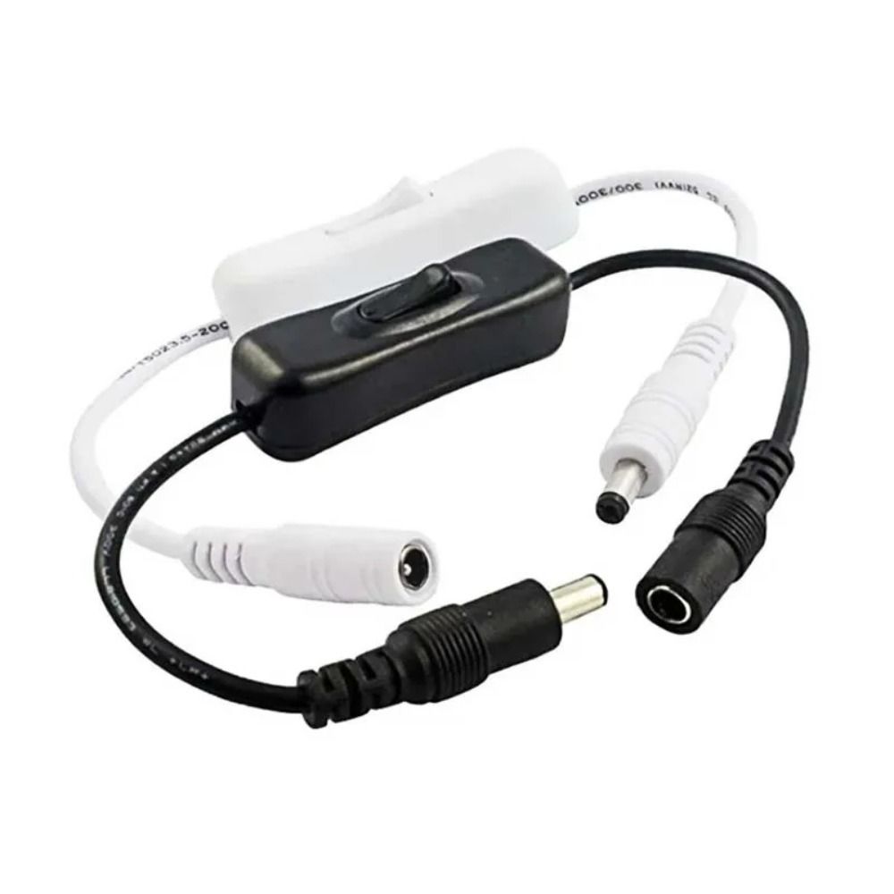 Black White Female Male Power Cable DC 12V Inline 304 Switch DC Connector LED Strip Light
