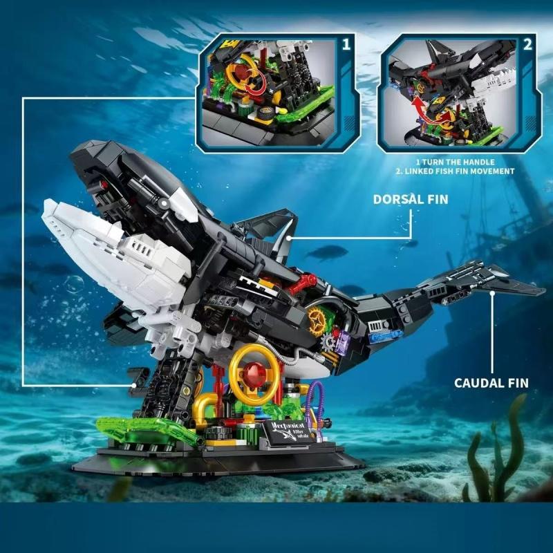 1092Pcs Orca Model Building Blocks Set With Display Stand, Home Decor Collectible Toy Ornament, Stem Toy Gift For Kids Adults