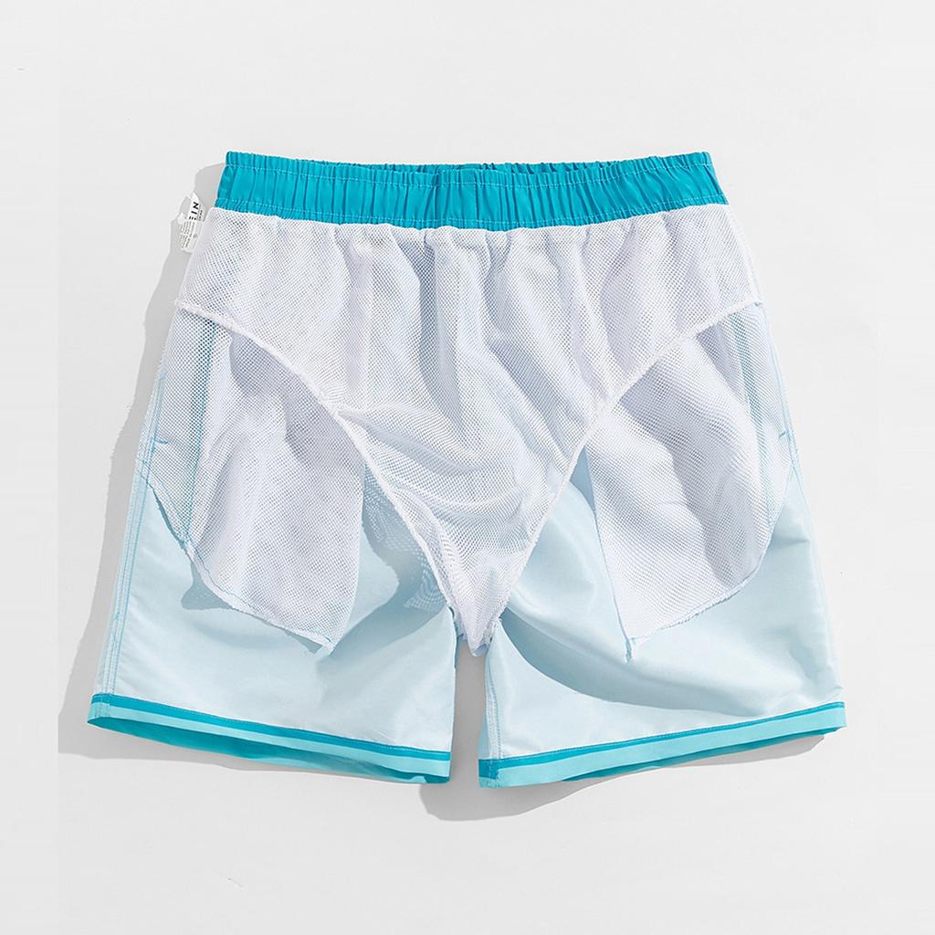 Мужские летние повседневные каникулы с градиентным принтом, водонепроницаемые быстросохнущие шорты для плавания, пляжные шорты на подкладке