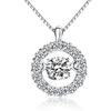 Jiamiaoi [Authentic] Circle Pendant Necklace with Dancing CZ and Diamonds, 925 Sterling Silver, Hypoallergenic, for Women