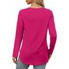 GMXIA Autumn Women's Solid Color Long Sleeve Top Round Neck Loose Casual Base Shirt
