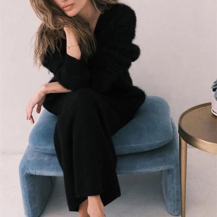 Женский свободный вязаный кардиган в стиле норки Осень/Зима 2025 - Мягкий длинный свитер-пальто