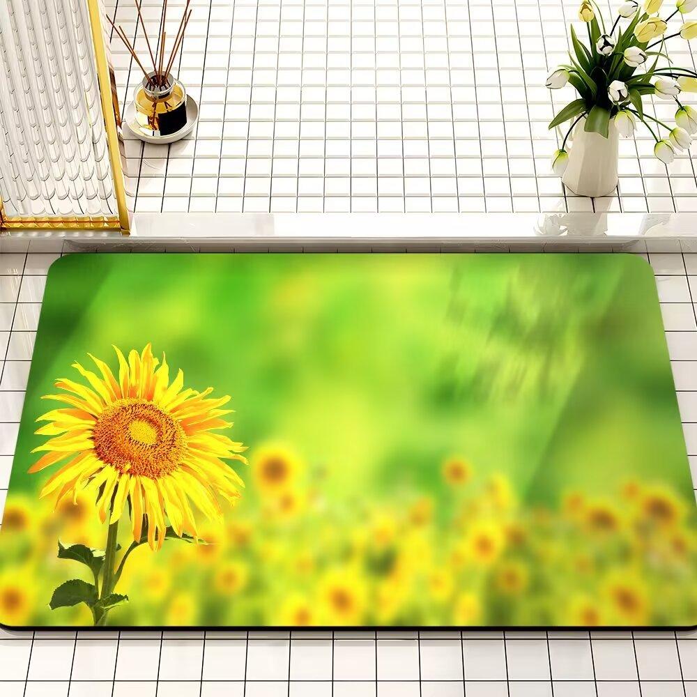Small Fresh Sunflower Diatom Mud Mat Absorbent Dirty Bathroom Non-slip Mat Toilet Toilet Quick Drying Door Mat