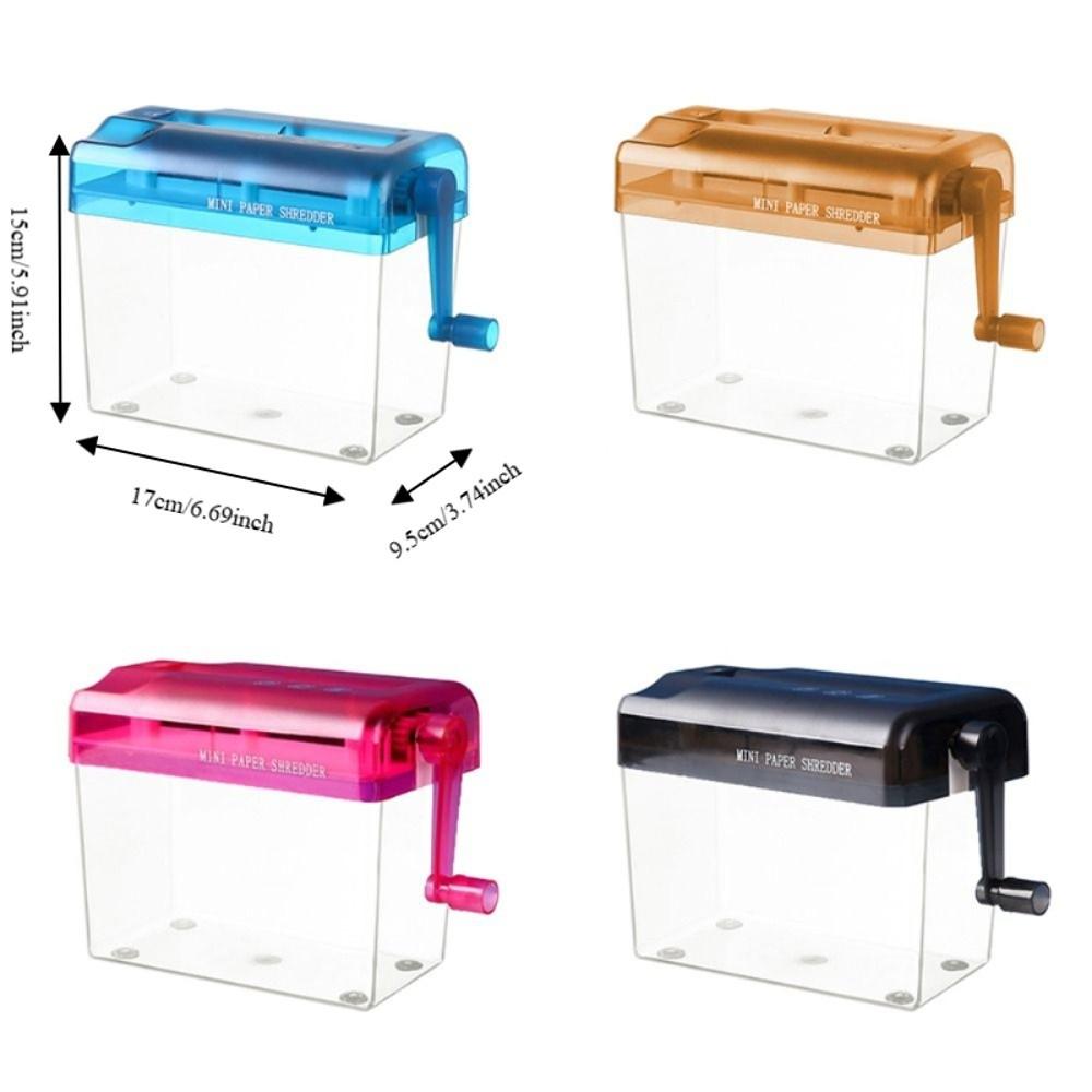 Portable Mini Manual Paper Shredder Transparent Non-slip Base Paper Sharper ABS Hand Crank Document Destroyer Stationery