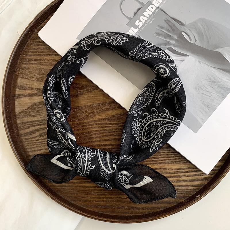 Silk Scarf Neck Small Square Scarf Summer Match Shirt Neck Neck Protection Small Scarf Headscarf Summer Women's Pastoral Hair Band Hair Accessories