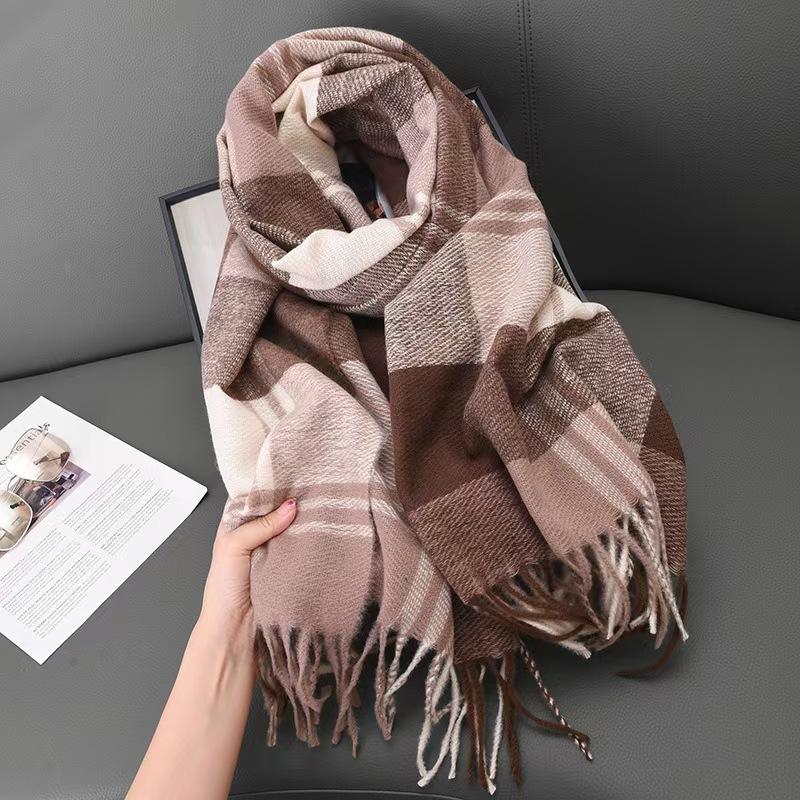 Winter Luxury Classic England Style Women Scarf Fashion Stripe Plaid Scarves Tassel Shawls Pashmina Lady Wrap Hijab