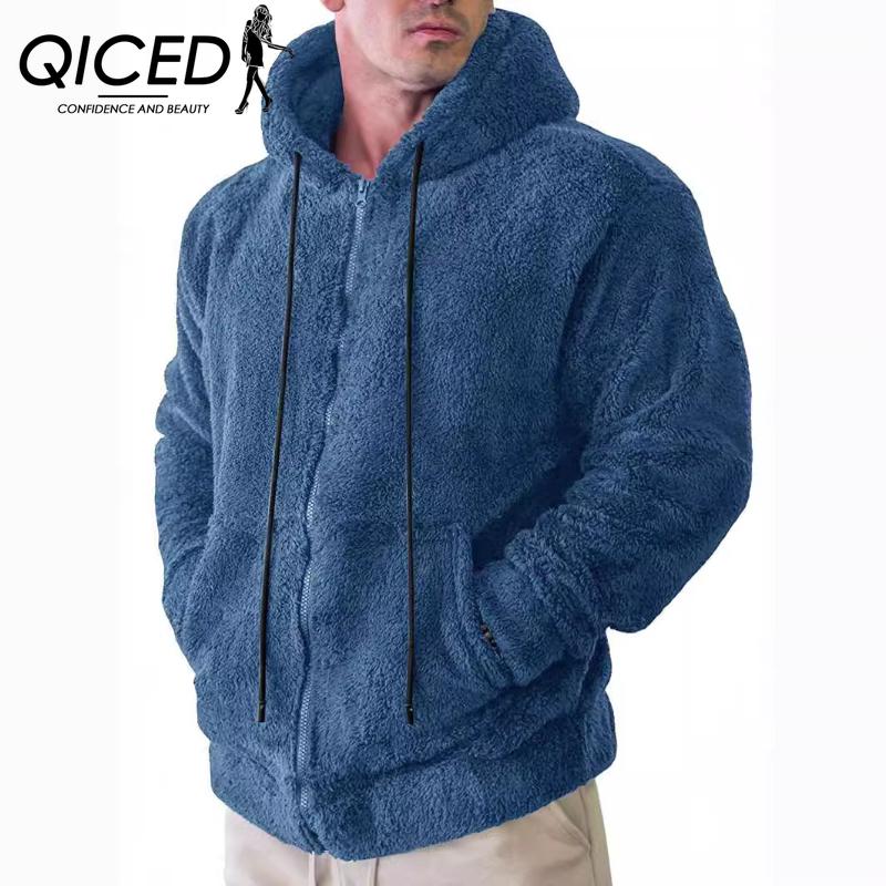 QICED Autumn Men's Fleece Cardigan Hooded Jacket