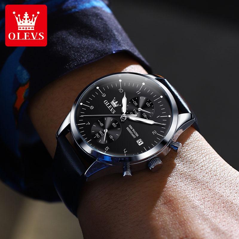 OLEVS 2880 Mens Wristwatch Original High Quality Chronograph Waterproof Luminous Date Quartz Watches For Men