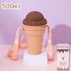 Ice Cream Cone, Straw, Plastic Cup, Children's and Students' Outdoor Portable Cup, Large Capacity Cute Pop-up Water Cup
