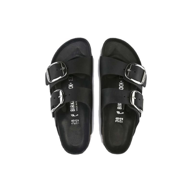 Birkenstock Мужские кроссовки Arizona с большой пряжкой из промасленной кожи, узкие, черные 1011075
