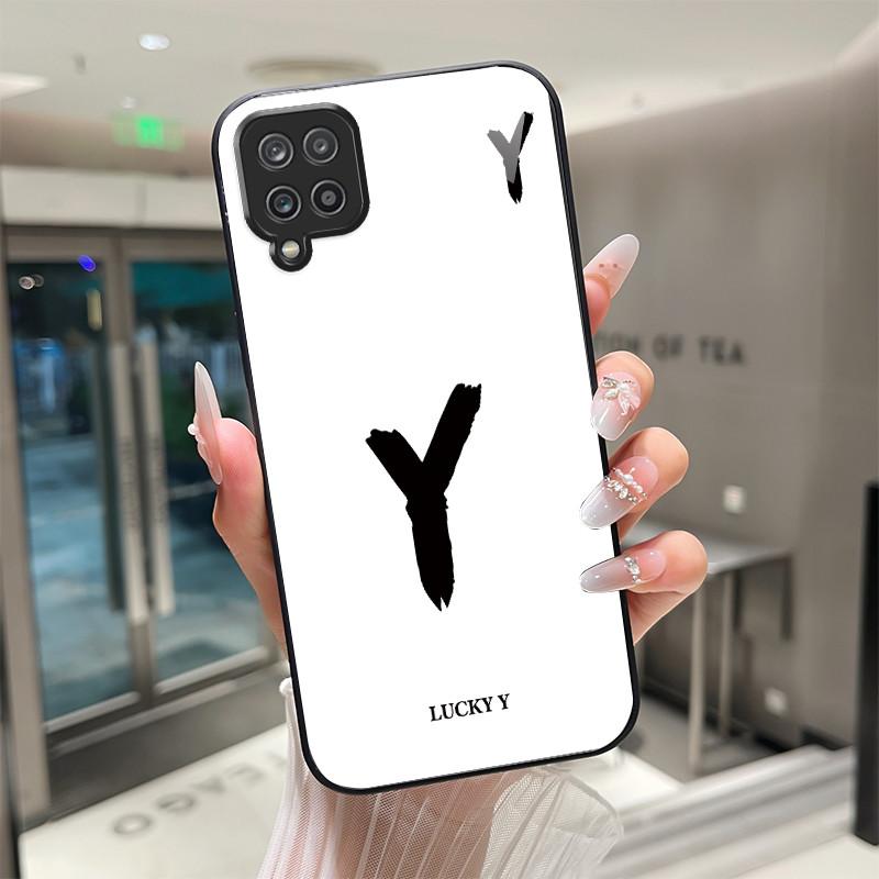 Чехол для телефона Samsung A 12 M12 F12 Чехол со счастливыми инициалами для Samsung Galaxy A12 M F 12 Закаленное стекло Мягкий ТПУ Funda